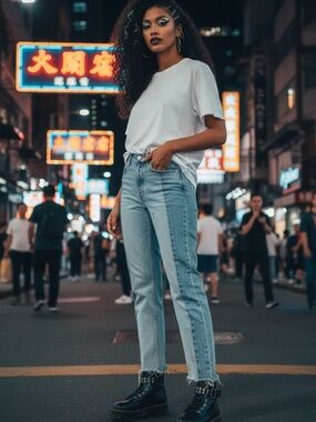 Abercrombie & Fitch High Rise Mom Jeans – Light Wash Two-Tone – Size 27/4R